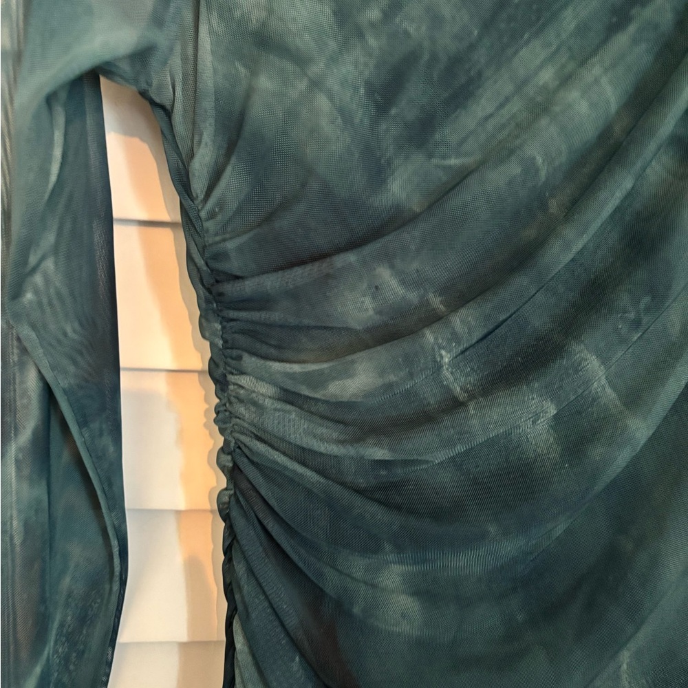 ZARA Teal Long Fitted Dress Medium like new